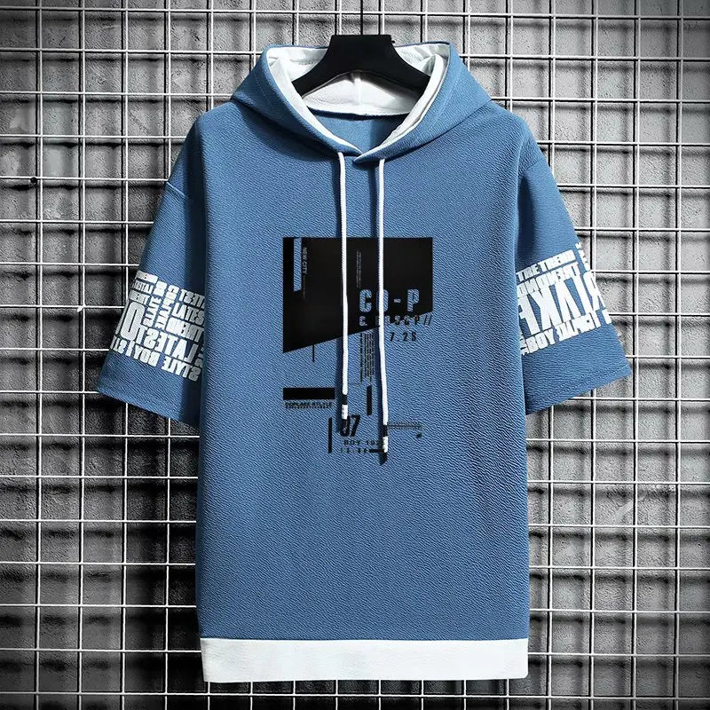 Japan Style Men's Hooded T-Shirt - Harajuku Streetwear Tee