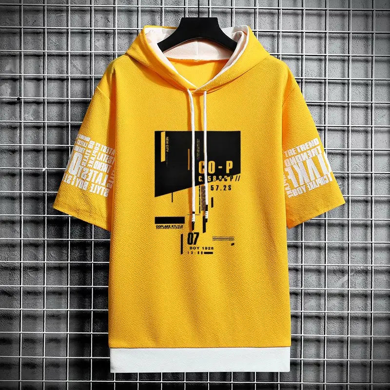 Japan Style Men's Hooded T-Shirt - Harajuku Streetwear Tee