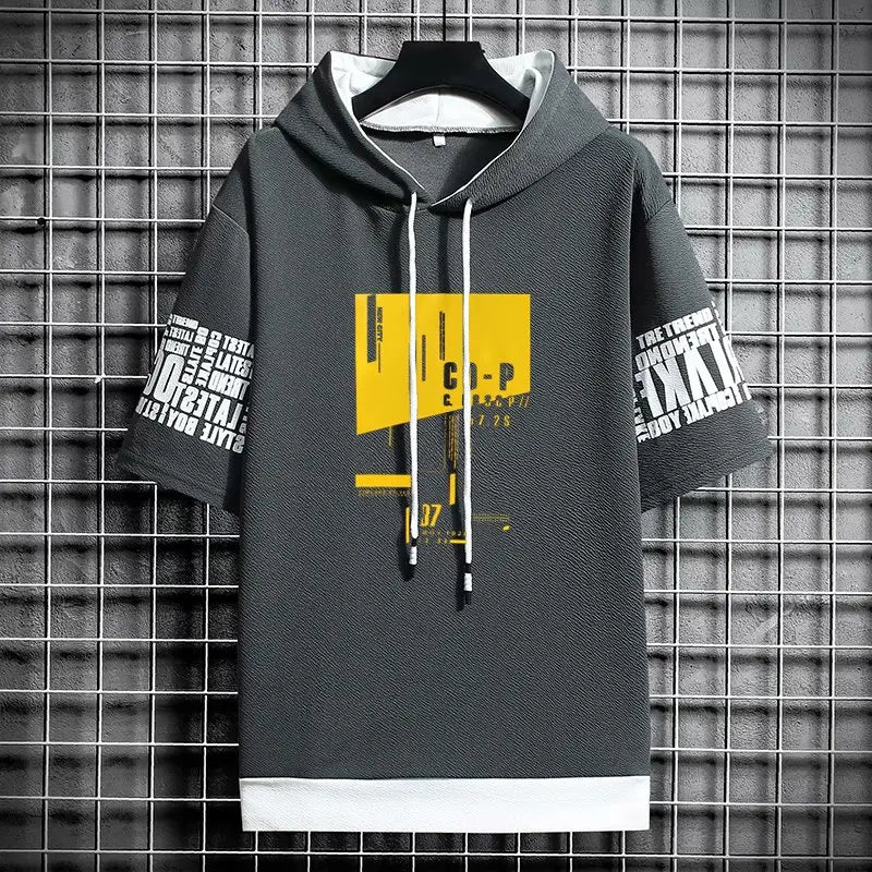 Japan Style Men's Hooded T-Shirt - Harajuku Streetwear Tee