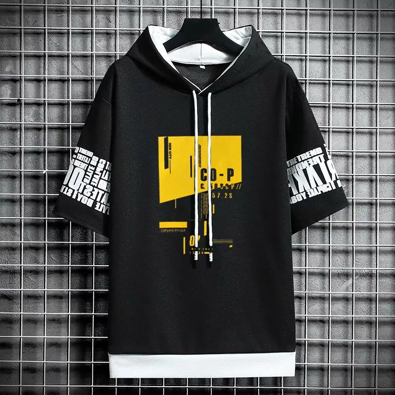 Japan Style Men's Hooded T-Shirt - Harajuku Streetwear Tee