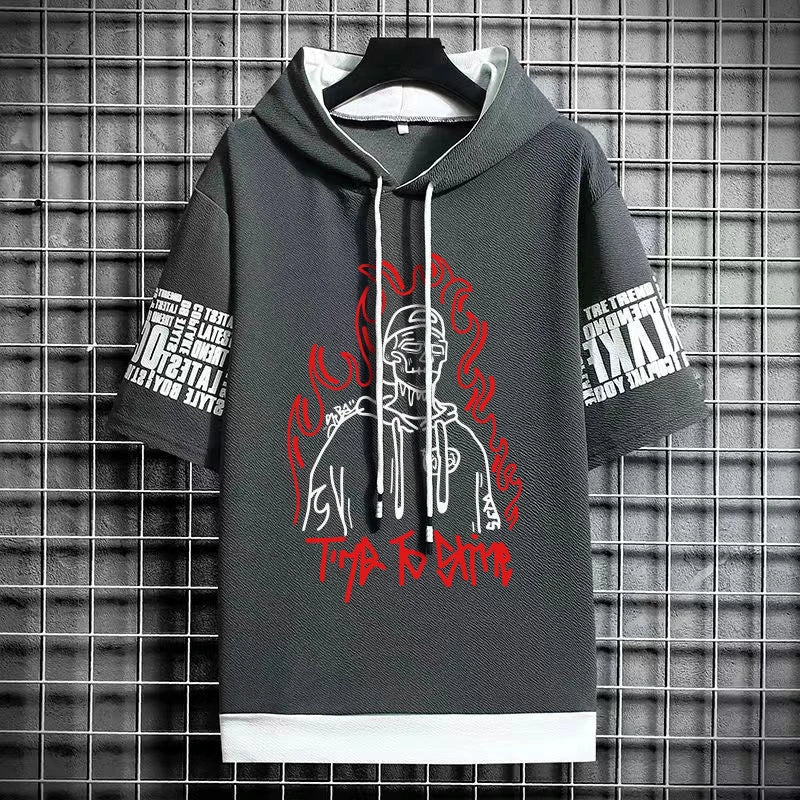 Men's Winter Hooded T-Shirt - Trendy Harajuku Streetwear