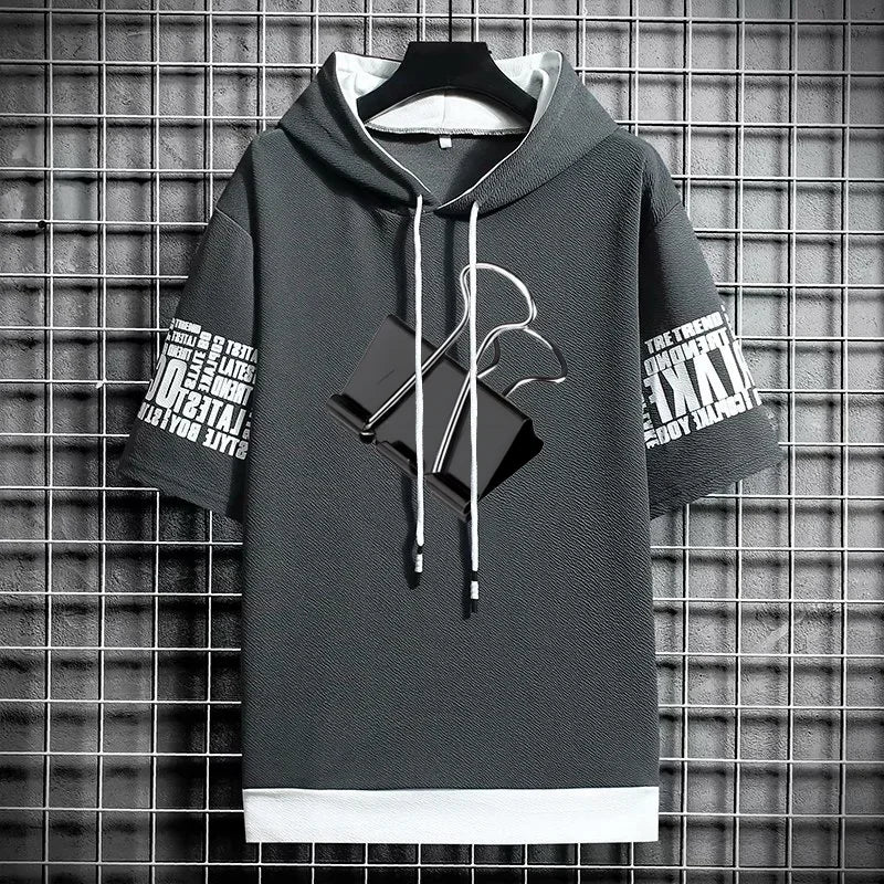 Men's Streetwear Hooded T-Shirt - Winter Graphic Hoodie