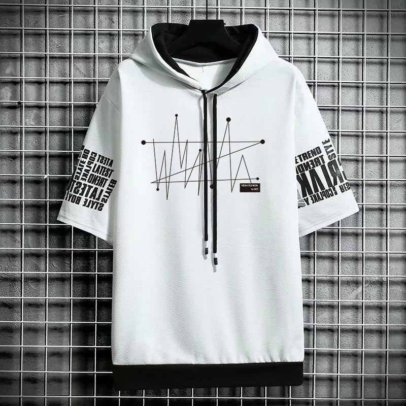 Men's Winter Hooded T-Shirt - Stylish Graphic Streetwear