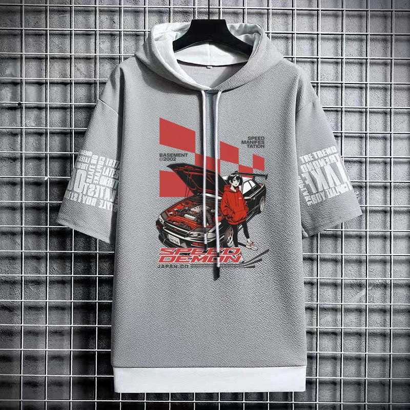 Men's Winter T-Shirt - Short Sleeve Graphic Hoodie
