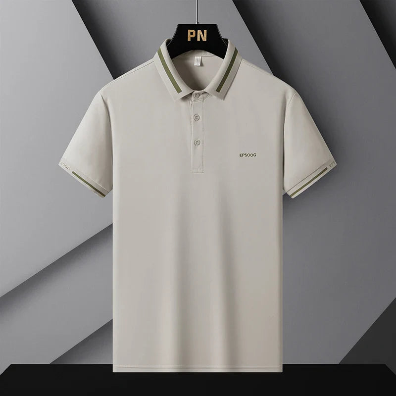 Ultra-Thin Ice Silk Polo T-Shirt - Breathable & Stylish
