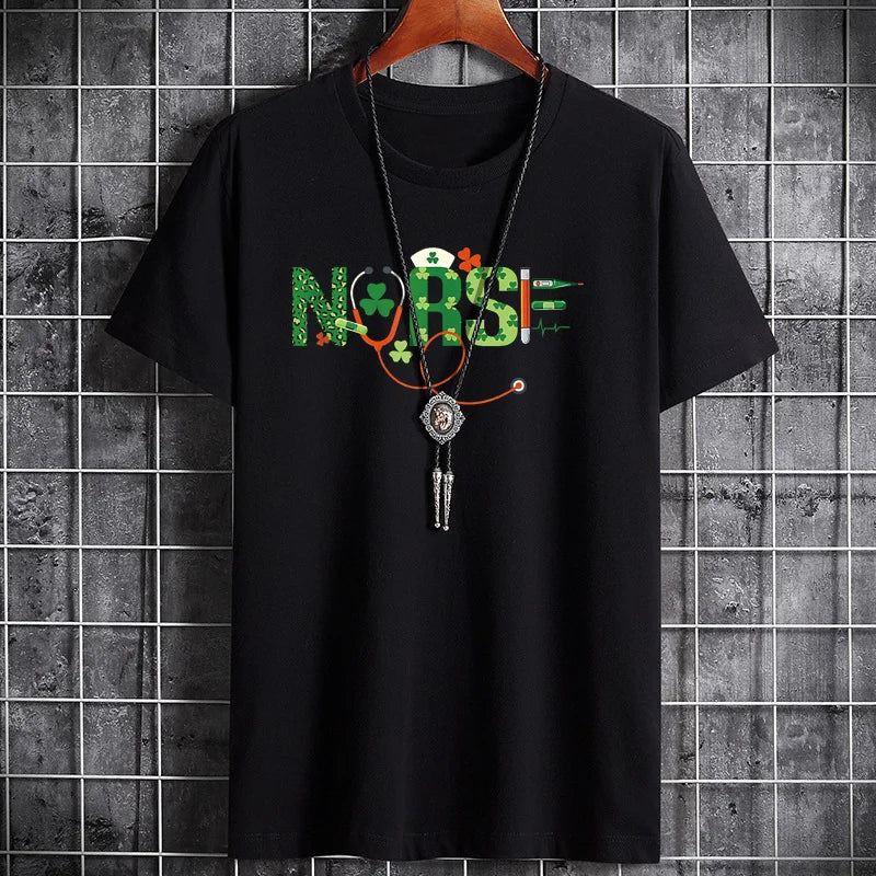 Men's Nurse Letter Printed Cotton T-Shirt - Breathable Tee