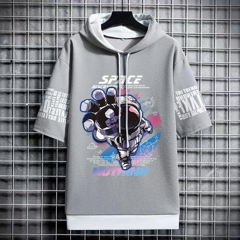 American Trendy Men's Hooded T-Shirt - Stylish Streetwear