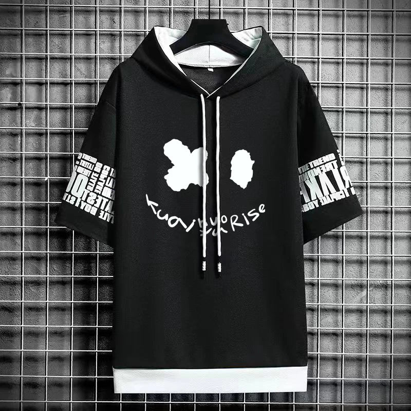 Men's Winter Hooded T-Shirt - Harajuku Short Sleeve Top