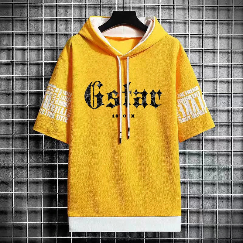 Trendy Men's Hooded T-Shirt - Hip Hop Harajuku Style