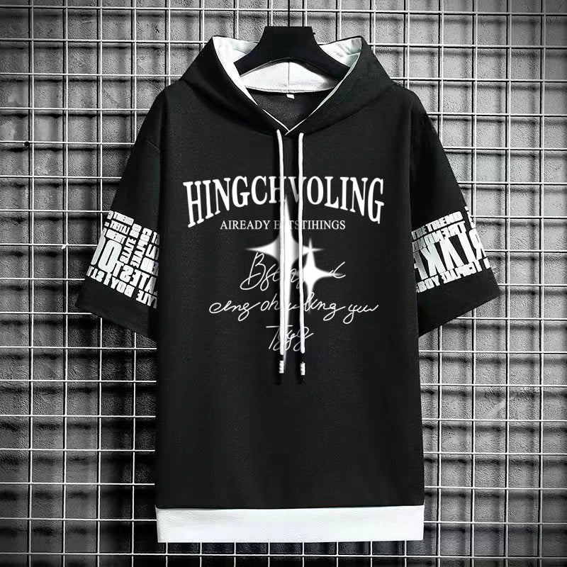 Men's Short Sleeve T-Shirt - Winter Streetwear Hoodie