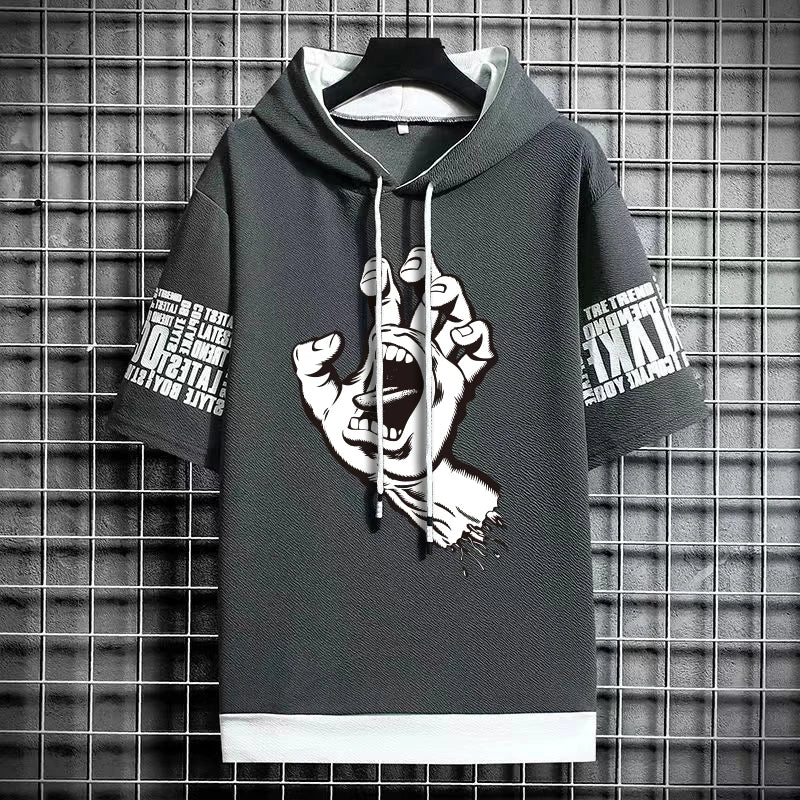 Men's Fashionable Winter Hooded T-Shirt - Streetwear Top