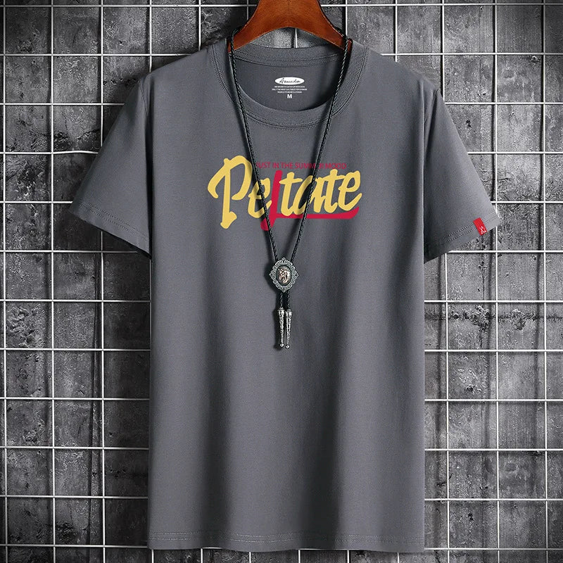 Men's Summer Cotton T-Shirt - Casual Letter Print Tee