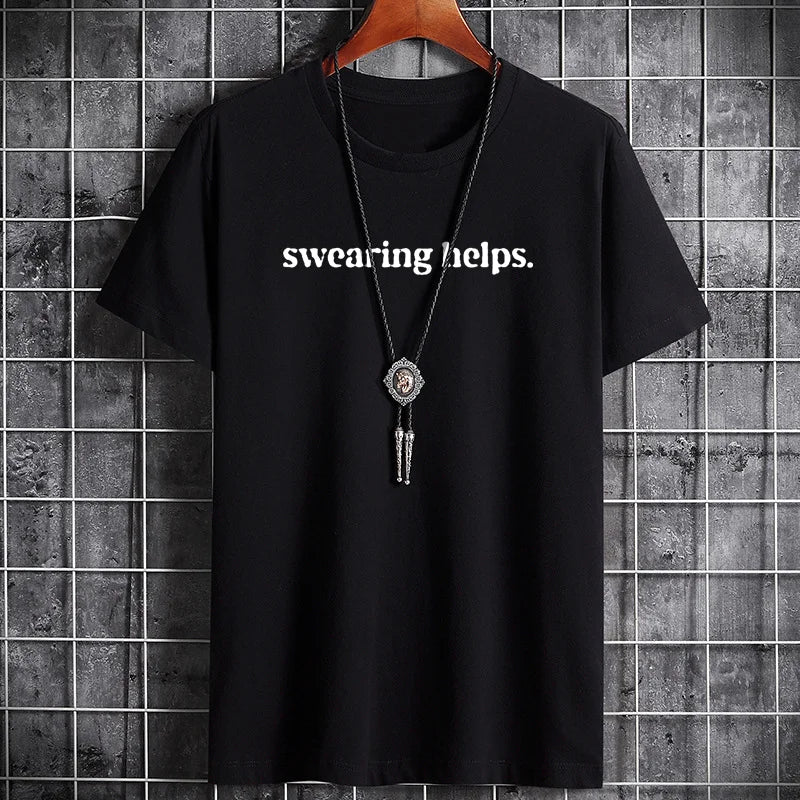 Men's Summer Cotton T-Shirt - Casual Letter Print O-Neck Tee