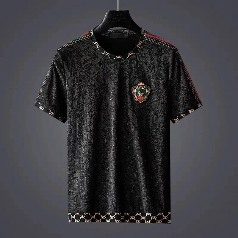 High-End Brand Men's Embroidered T-Shirt Summer Casual Top