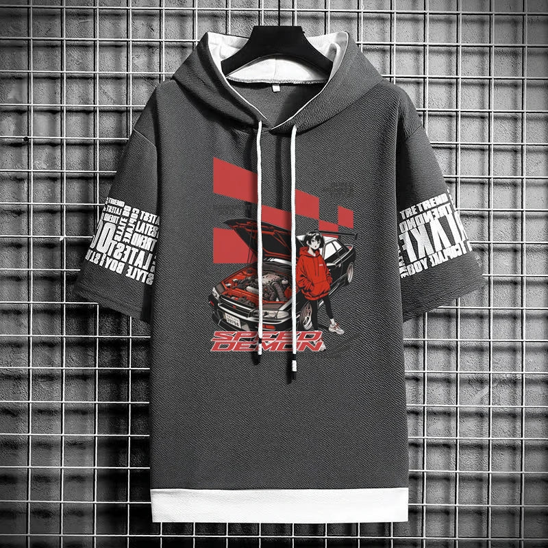 Men's Winter T-Shirt - Short Sleeve Graphic Hoodie