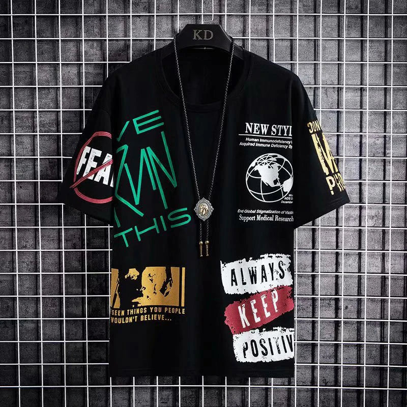 Men's Summer T-Shirt - Korean Print Streetwear Tee