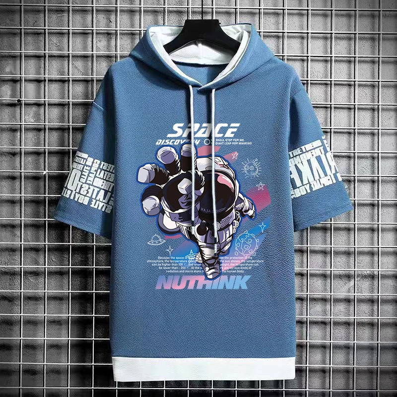 American Trendy Men's Hooded T-Shirt - Stylish Streetwear