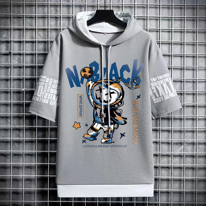 Men's Winter Hooded T-Shirt - Korean Fashion Streetwear Tee