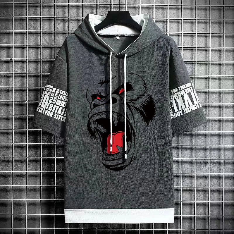 Men's Winter T-Shirt - Short Sleeve Streetwear Hoodie