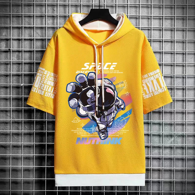 American Trendy Men's Hooded T-Shirt - Stylish Streetwear