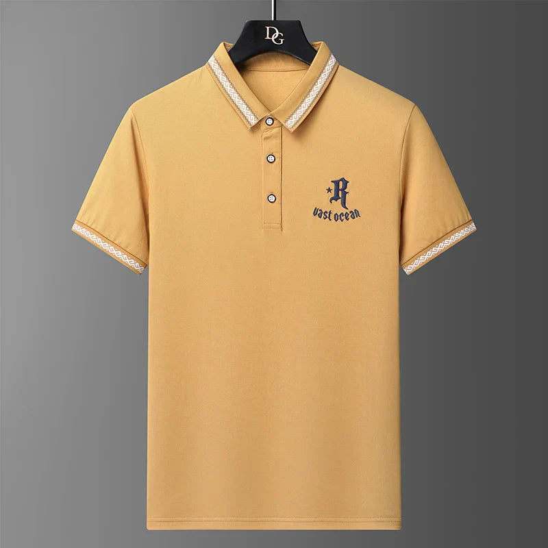 Men's Summer Embroidered Polo T-Shirt - Slim Fit Casual Top