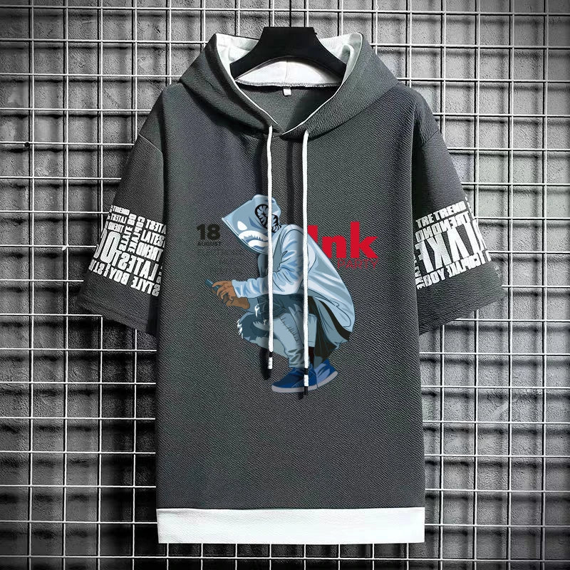 Men's Hooded T-Shirt - Harajuku Cool Streetwear Fashion
