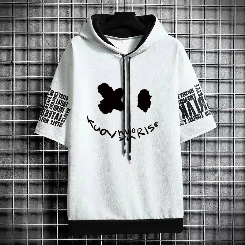 Men's Winter Hooded T-Shirt - Harajuku Short Sleeve Top