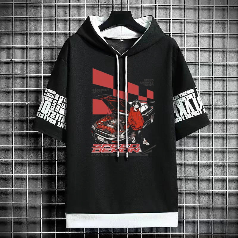 Men's Winter T-Shirt - Short Sleeve Graphic Hoodie