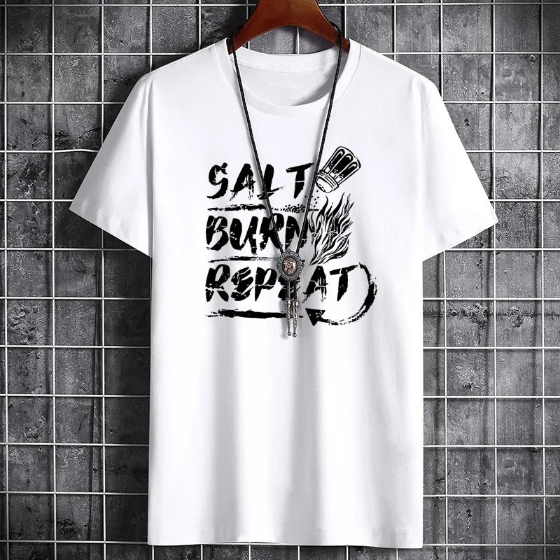 Men's Summer Cotton T-Shirt - Casual Printed Round Neck Tee