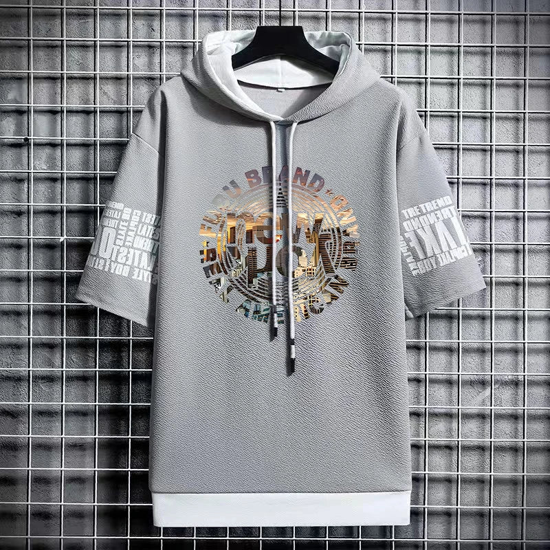 Men's Casual Hooded Graphic T-Shirt - Winter Streetwear