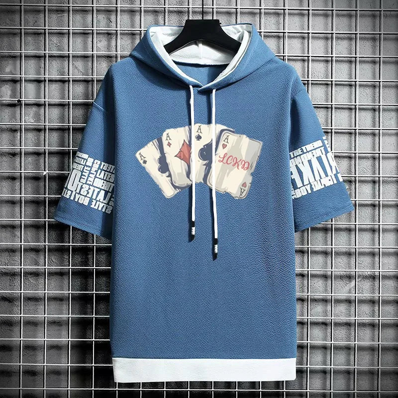 Men's T-Shirt Streetwear Hoodie - Casual Graphic Print Tee