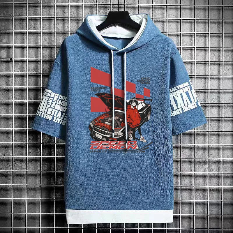 Men's Winter T-Shirt - Short Sleeve Graphic Hoodie