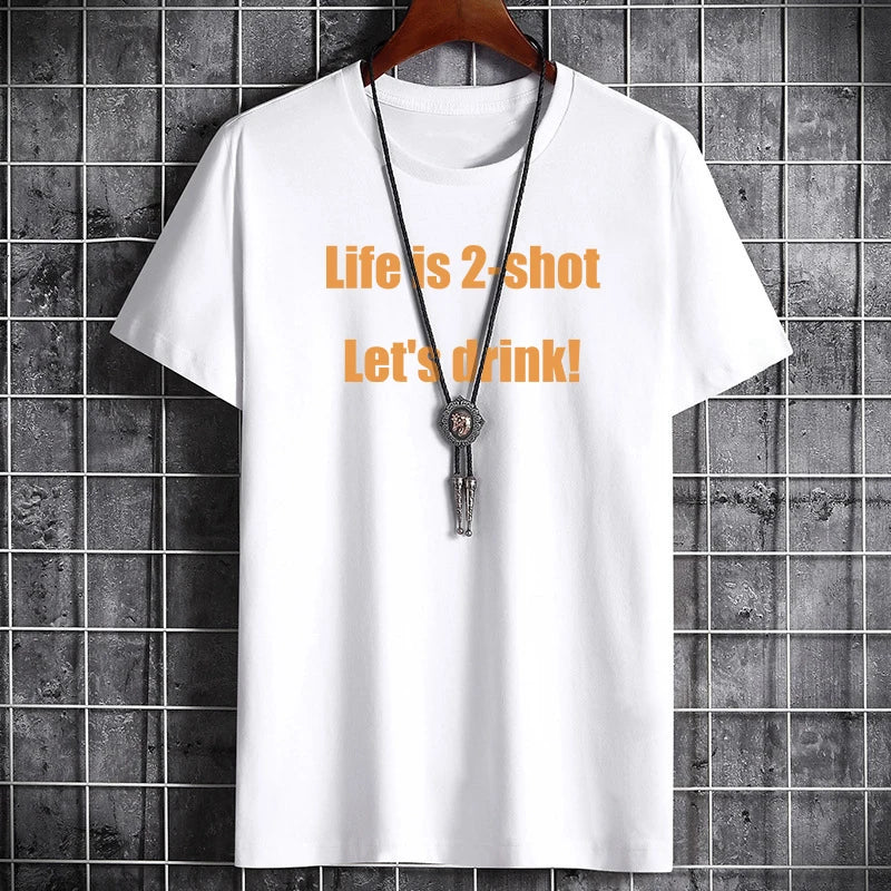 Men's Summer T-Shirt - Cotton Letter Print Comfortable Tee