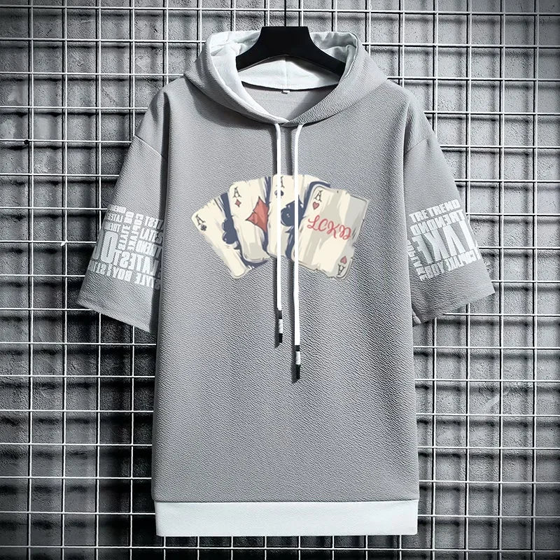 Men's T-Shirt Streetwear Hoodie - Casual Graphic Print Tee