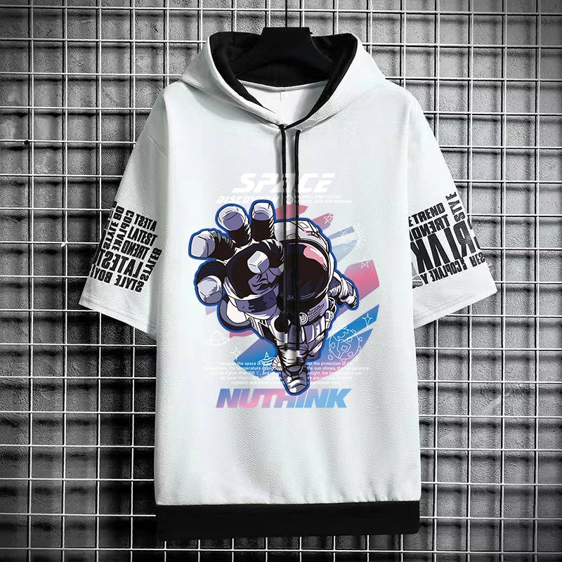 American Trendy Men's Hooded T-Shirt - Stylish Streetwear