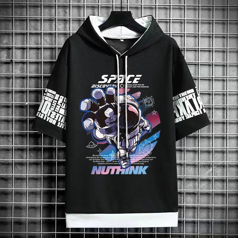 American Trendy Men's Hooded T-Shirt - Stylish Streetwear