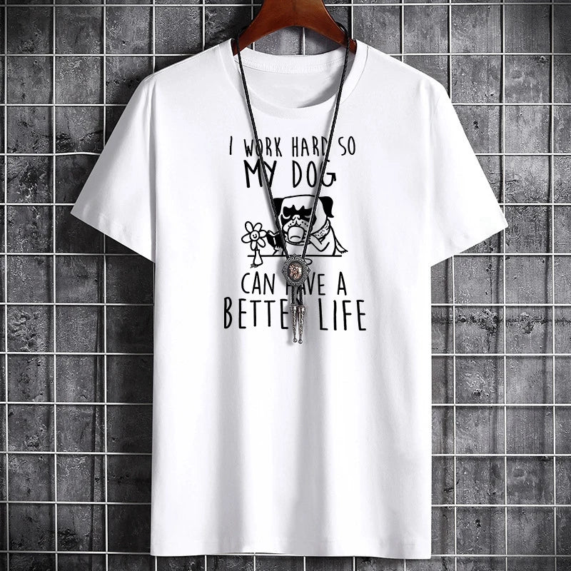 Men's Summer Cotton T-Shirt - Stylish Letter Print Tee