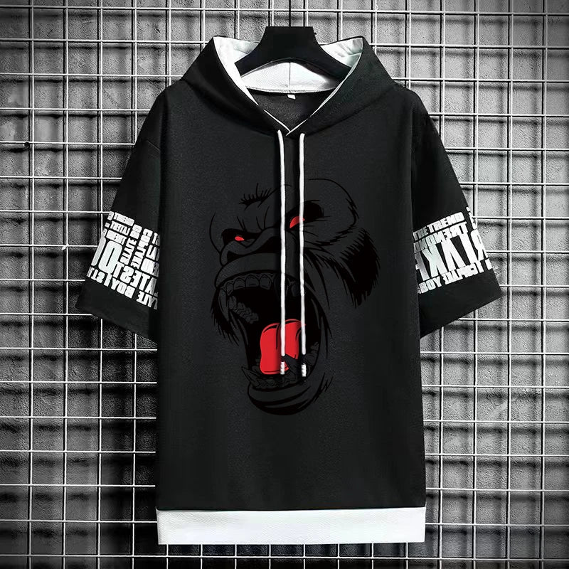Men's Winter T-Shirt - Short Sleeve Streetwear Hoodie