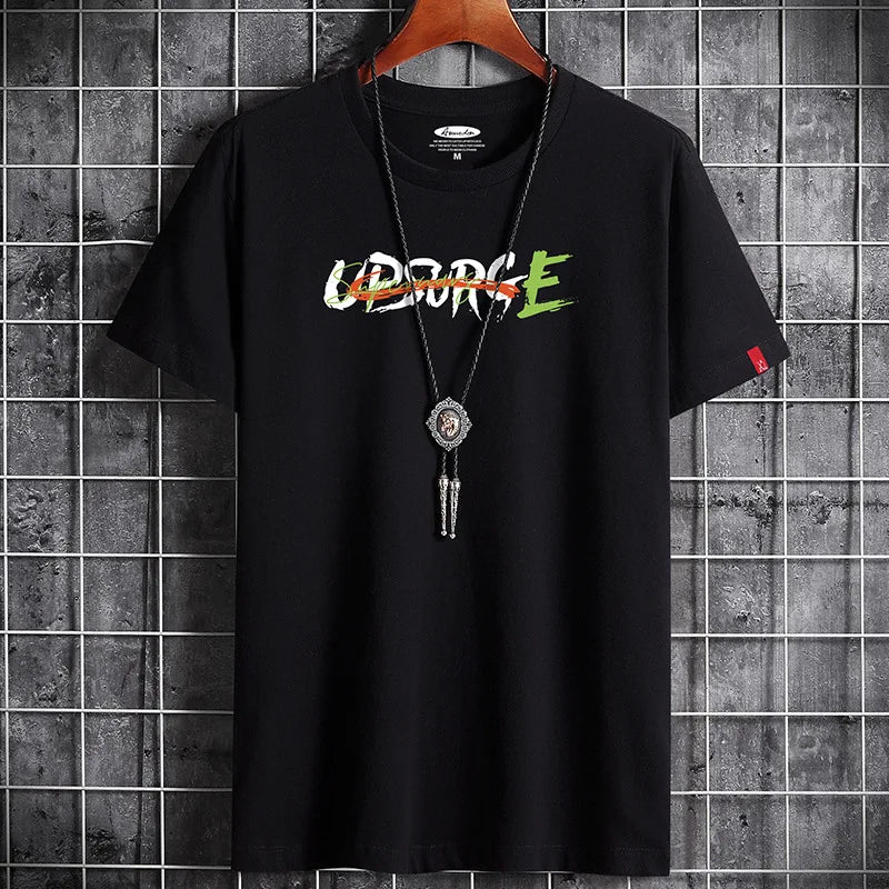 Men's Cotton T-Shirt - Letter Printed Gym Streetwear Tee