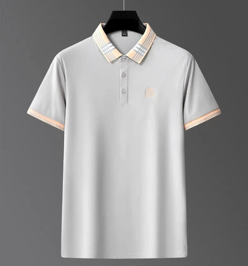 Men's Summer Polo T-Shirt - Crown Embroidered Casual Top