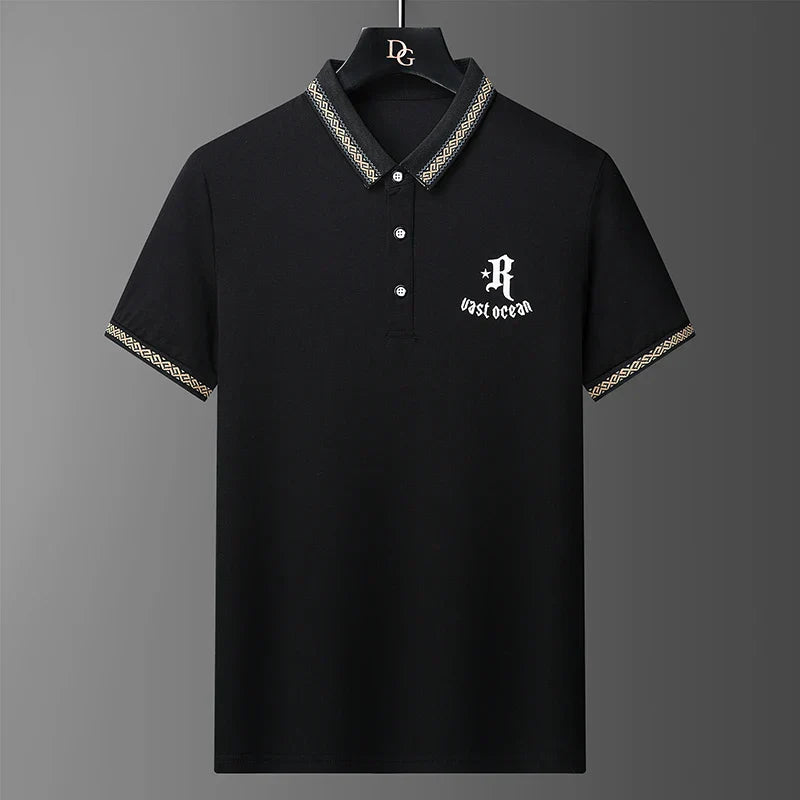 Men's Summer Embroidered Polo T-Shirt - Slim Fit Casual Top