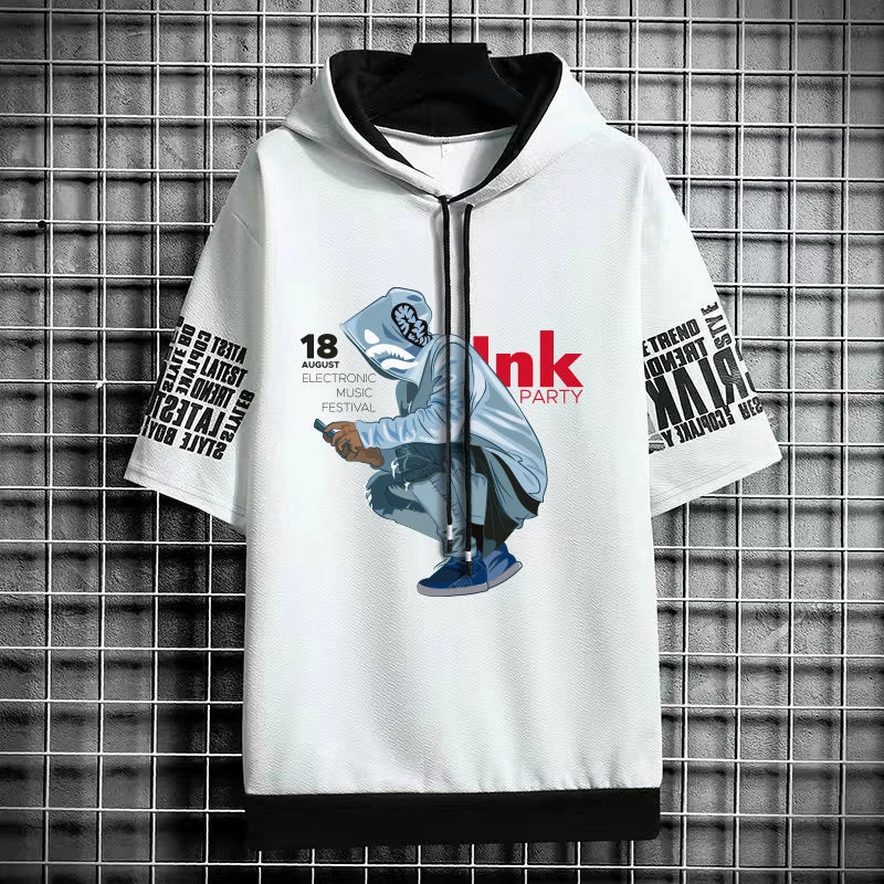 Men's Hooded T-Shirt - Harajuku Cool Streetwear Fashion
