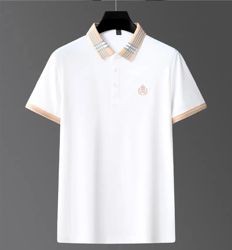 Men's Summer Polo T-Shirt - Crown Embroidered Casual Top