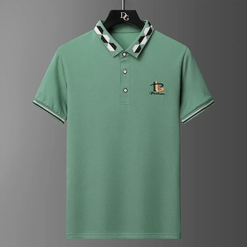 Men's Summer Embroidered Polo T-Shirt - Casual Business Top