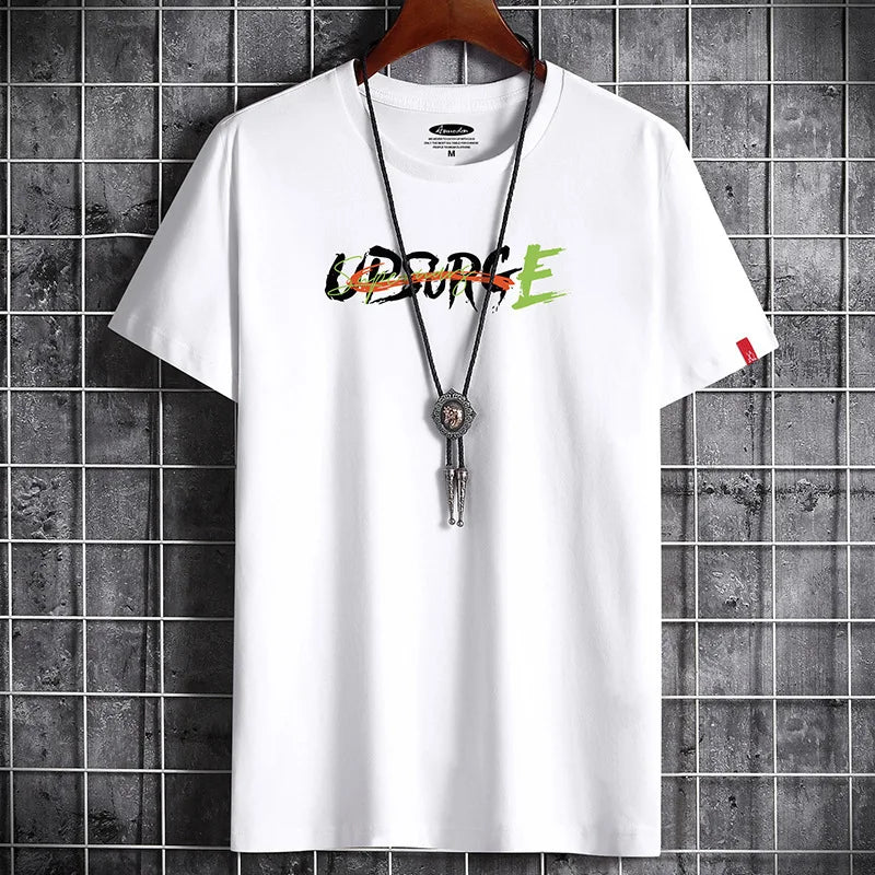 Men's Cotton T-Shirt - Letter Printed Gym Streetwear Tee