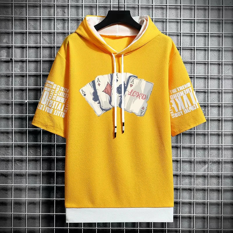 Men's T-Shirt Streetwear Hoodie - Casual Graphic Print Tee