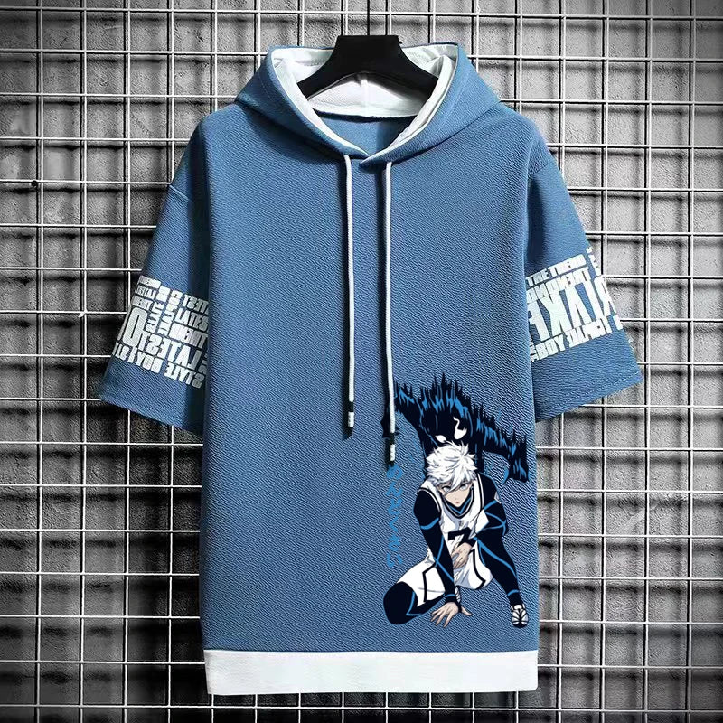 Men's Winter Hooded Graphic T-Shirt - Streetwear Anime Tee