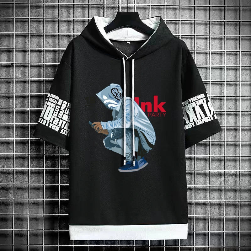Men's Hooded T-Shirt - Harajuku Cool Streetwear Fashion