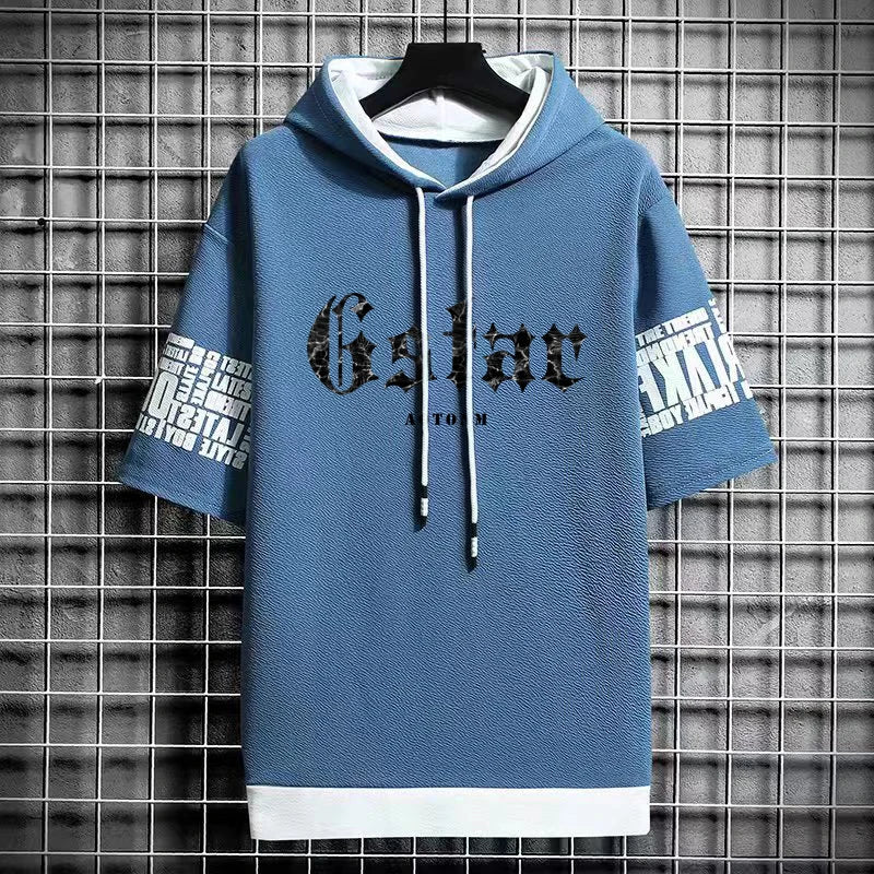 Trendy Men's Hooded T-Shirt - Hip Hop Harajuku Style
