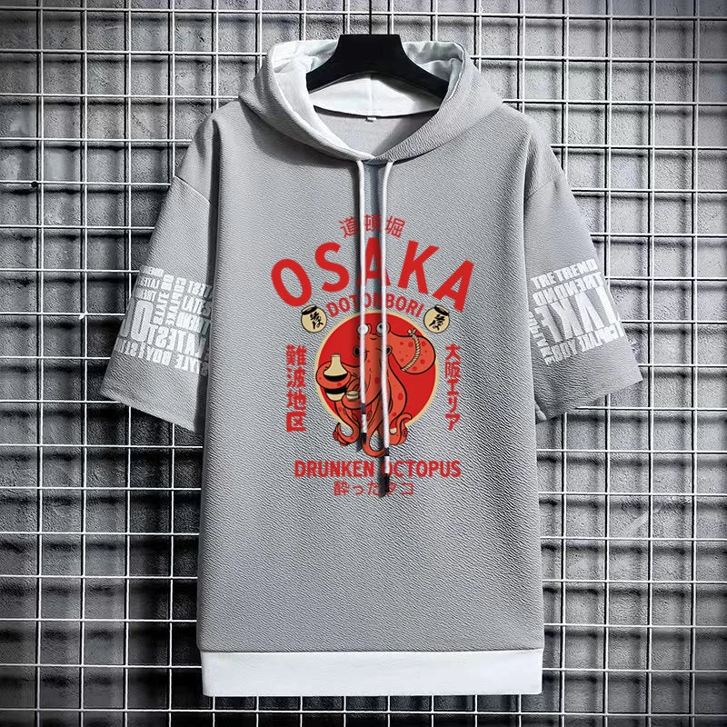 Osaka Dotonbori Octopus Hooded T-Shirt - Japanese Streetwear